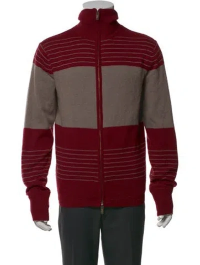 Pre-owned Diesel Wool Striped Cardigan In Red