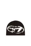 Diesel Wool-blend Beanie With Oval D Logo In Pattern