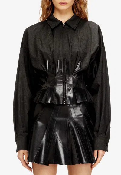 Diesel Wool-blend Zip-up Jacket In Black
