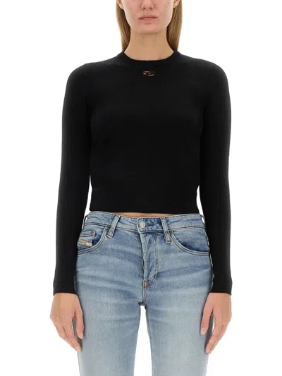 Diesel Wool-cashmere Blend T-shirt In Black