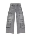 Diesel D-sire-cargo-d Grey Cargo Jeans With Low-rise Waist In Gray