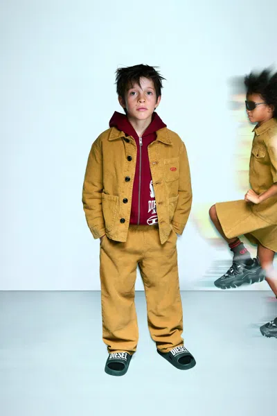 Diesel Kids' Workwear Jacket With Logo In Yellow