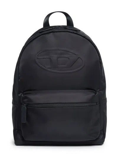 Diesel Kids' Woval Logo-embossed Backpack In Black