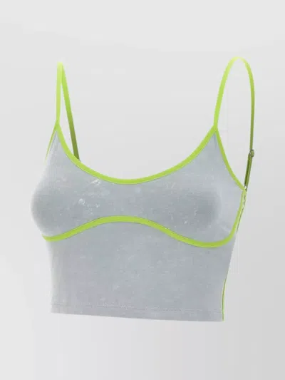Diesel Wow Top With Adjustable Straps And Contrast Trim In Grey/green