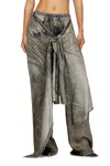 Diesel Wrap Pants In Denim-look Viscose In Gray