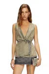 Diesel Wrap Top In Gold-brush Denim In Blue
