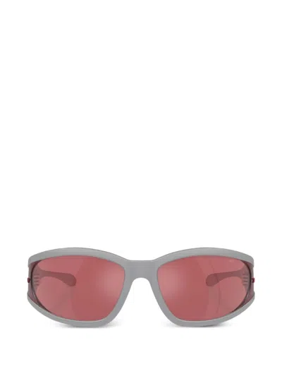 Diesel Wrap-around Geometric-frame Sunglasses In Gray