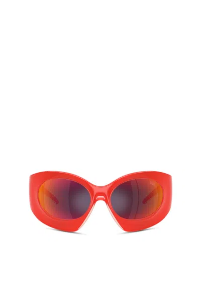 Diesel Wraparound Shape Sunglasses In Orange