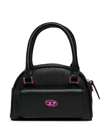Diesel Kids' Wredy Logo-embroidered Grained Tote Bag In Black