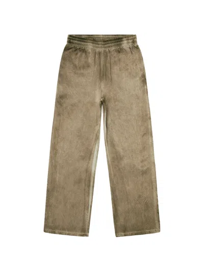 Diesel Wrinkled-effect Track Pants In Brown