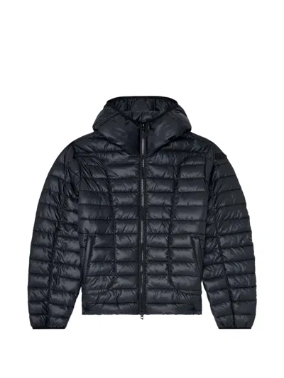 Diesel W-stone Hooded Techno Fabric Down Jacket In Black