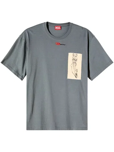 Diesel X Damiano David T-boxt T-shirt In Grey