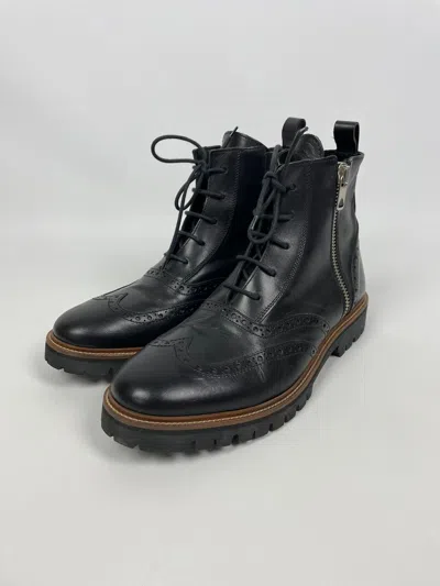 Pre-owned Diesel X Diesel Black Gold Derby Brogue Boots Side Zip Men (size 11) In Black