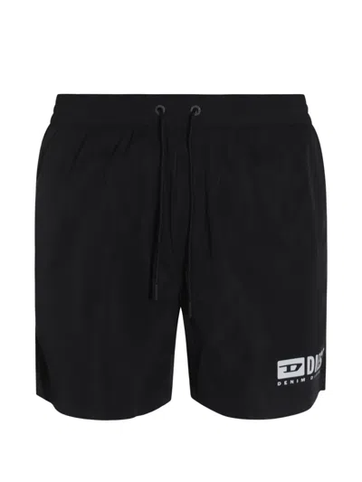 Diesel X Division Drawstring Logo Swim Shorts In Black