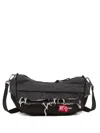 Diesel Shoulder Bag In Destroyed Denim And Cordura In Black