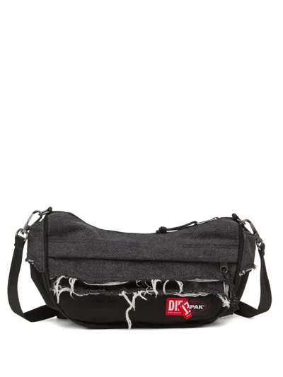 DIESEL X EASTPAK FRAYED DENIM SHOULDER BAG