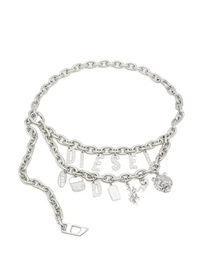 Diesel X Hoshi B-multicharm Chain Belt In Silver