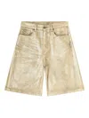 Diesel X Karol G De-sire Metallic-effect Denim Shorts In Gold