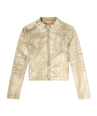 Diesel X Karol G De-mornin Metallic-effect Denim Jacket In Neutral