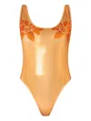 Diesel X Karol G Pamela Metallic-effect Swimsuit In Orange