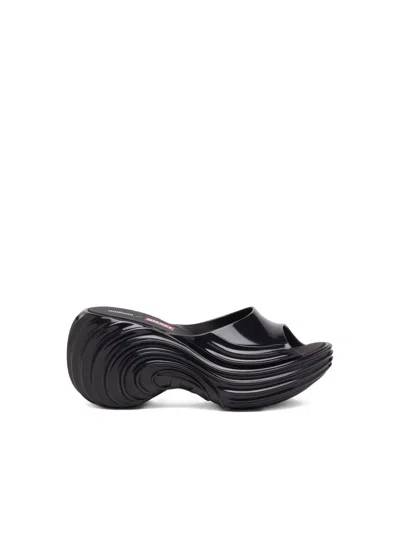 Diesel X Melissa Platform Wave Sandals In Black