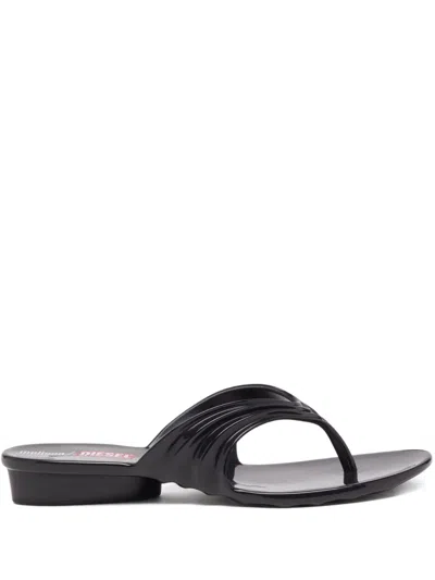 Diesel X Melissa Pleated Thong Sandals In Black