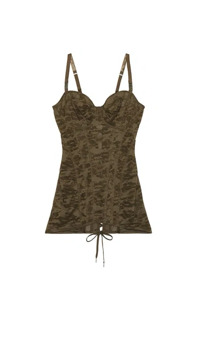 Diesel X Savage C Camo Lace Corset Slip In Brown