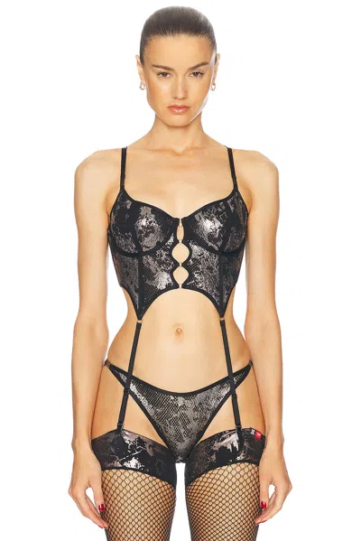 Diesel X Savage Fenty By Rihanna Fishnet Bustier In Black & Silver