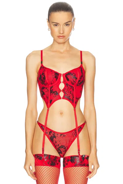 Diesel X Savage Fenty By Rihanna Fishnet Bustier In Red