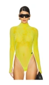 Diesel X Savage Fenty By Rihanna Long Sleeve Bodysuit In Lime Green
