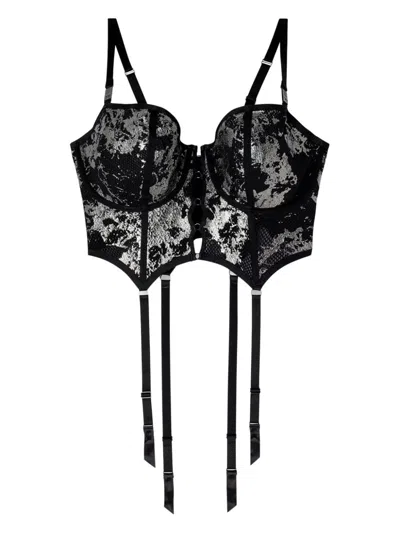 Diesel X Savage X Fenty Foiled Bustier In Silver