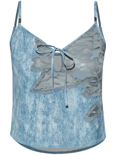 Diesel X Savage X Fenty Lace-detail Tank Top In Blue