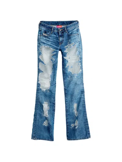 Diesel X Tinder 1969 D-ebbey Distressed-effect Jeans In Blue