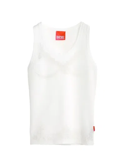 Diesel X Tinder Lace-print Ribbed T-shirt In White