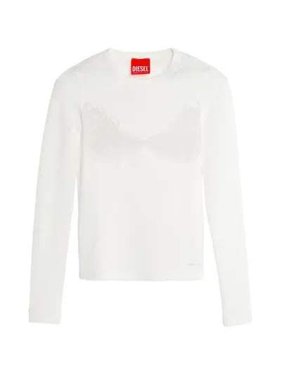 Diesel X Tinder Lace-print Ribbed T-shirt In White