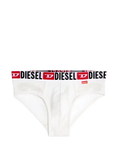 Diesel X Tinder Logo-waistband Burnout-effect Briefs In White