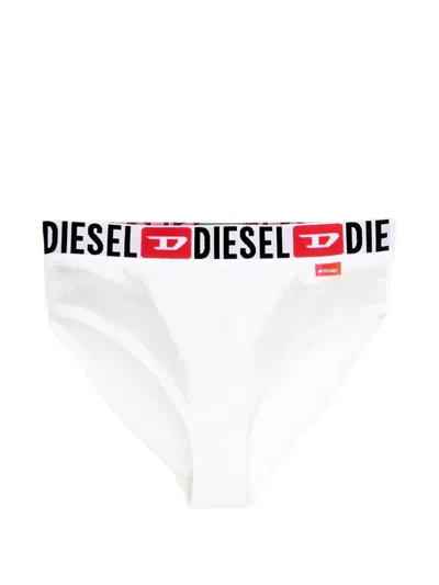 Diesel X Tinder Logo-waistband Sheer-panel Briefs In White