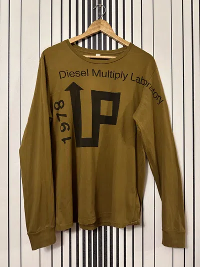 Pre-owned Diesel X Vintage 00's Diesel Vintage “laboratory” Y2k Longsleeve T Shirt In Mustard