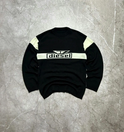 Pre-owned Diesel X Vintage 90's Diesel Sweater Knitwear Center Logo In Black