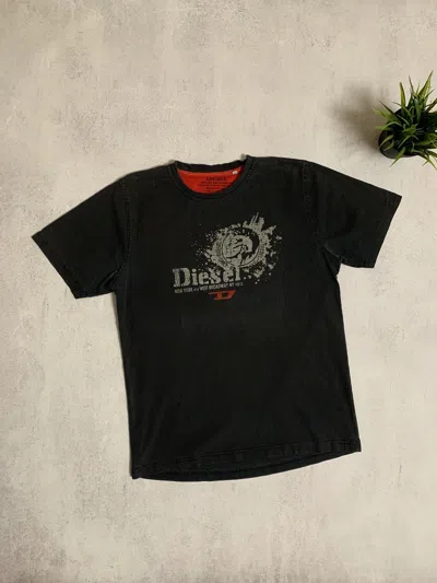 Pre-owned Diesel X Vintage Crazy Diesel T Shirt Tee Baggy Big Logo Distressed Y2k 90's In Faded Black