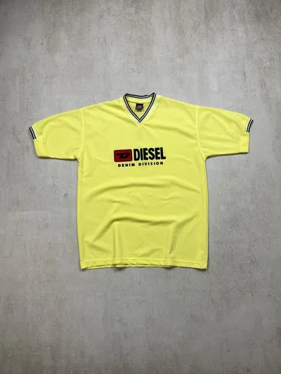 Pre-owned Diesel X Vintage Crazy Vintage Diesel Big Logo V Neck Yellow Jersey T Shirt