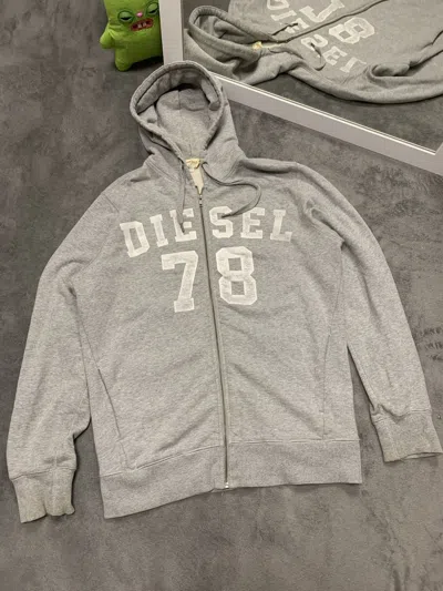 Pre-owned Diesel X Vintage Diesel 78 Big Logo Zip Up Hoodie In Grey