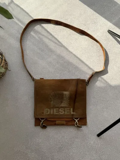 Pre-owned Diesel X Vintage Diesel Archival Leather Y2k Crossbody Bag In Brown