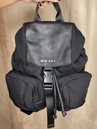 Pre-owned Diesel X Vintage Diesel Backpack Vintage Y2k Multi Pocket Bag Military Sling In Black