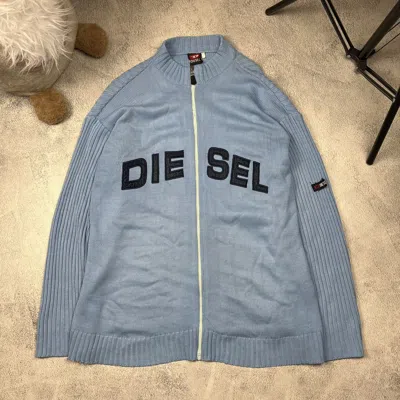 Pre-owned Diesel X Vintage Diesel Big Logo 90`s Y2k Zip Sweater In Blue