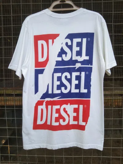 Pre-owned Diesel X Vintage Diesel Big Logo Backhits Paper-thin T-shirt In White