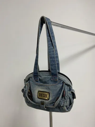 Pre-owned Diesel X Vintage Diesel Denim Bag Tote Vintage Iron Logo Y2k Multipocket In Blue