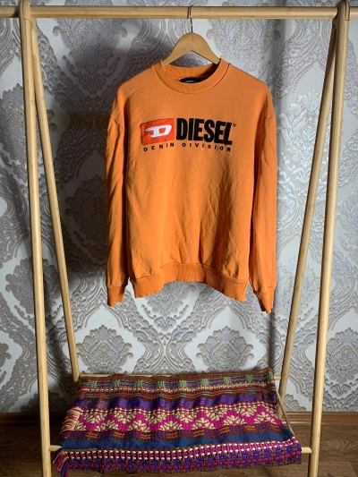 Pre-owned Diesel X Vintage Diesel Denim Division Sweatshirt Big Logo Y2k Hype In Orange