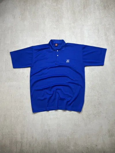 Pre-owned Diesel X Vintage Diesel Mini Logo Ripstop Polo T Shirt Tee Jersey In Blue
