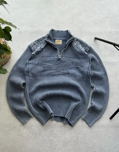Pre-owned Diesel X Vintage Diesel Style Distressed Y2k Japan Style Sweater In Blue